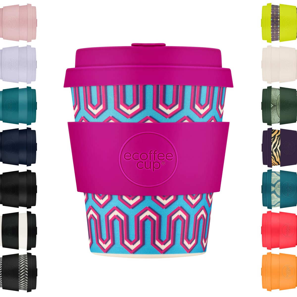 Ecoffee Cup 8oz 240ml Reusable Eco-Friendly 100% Plant Based Coffee Cup with Silicone Lid & Sleeve - Melamine Free & Biodegradable Dishwasher/Microwave Safe Travel Mug, Messages from The Unseen World