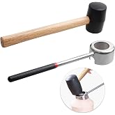 YiePhiot Coconut Opener Tools with Hammer，Easy to Open Young Coconuts Tool | Food Grade Stainless Steel Coconut Opener Set, Coconut Opener Tool Set，Rubber Mallet with Handle，Black