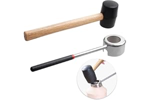 YiePhiot Coconut Opener Tools with Hammer, Super Safe & Easy to Open Young Coconuts Tool, Food Grade Stainless Steel Coconut Opener Set, Rubber Mallet with Handle
