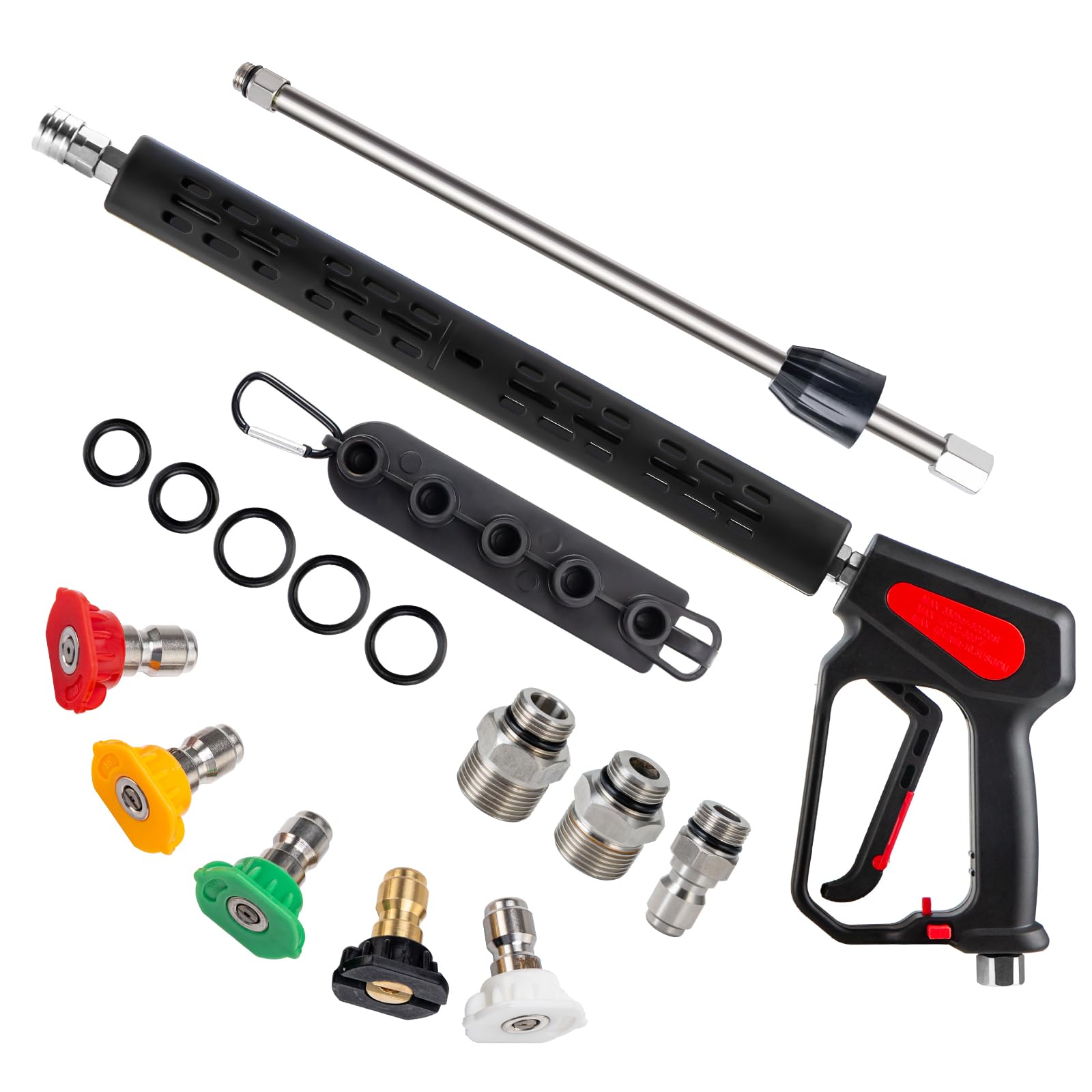 Photo 1 of AURORA CAR Pressure Washer Gun, 4000PSI High Pressure Washer Gun with Replacement Wand Extension, Power Washer Gun with 3/8'' Quick Plug, M22-14mm/15mm Fittings, 5 Nozzle Tips, 40 Inch