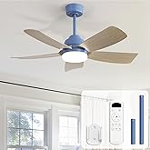 Sofucor 42 Inch Ceiling Fans with Lights and Remote, Modern Blue Bedroom Ceiling Fan, Snap-in Blades,Quick Installation, Nois