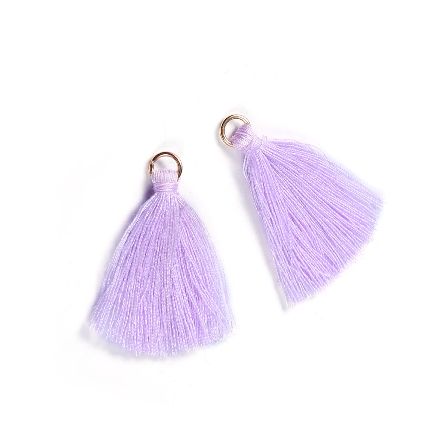 Duories Pack of 50 Mini Tassel Pendants, 3 cm Cotton Fringe Tassel Tassel Bracelet Key Chain Craft Tassel for Earrings Jewellery Making Bags Bookmark DIY Craft Accessories, Purple