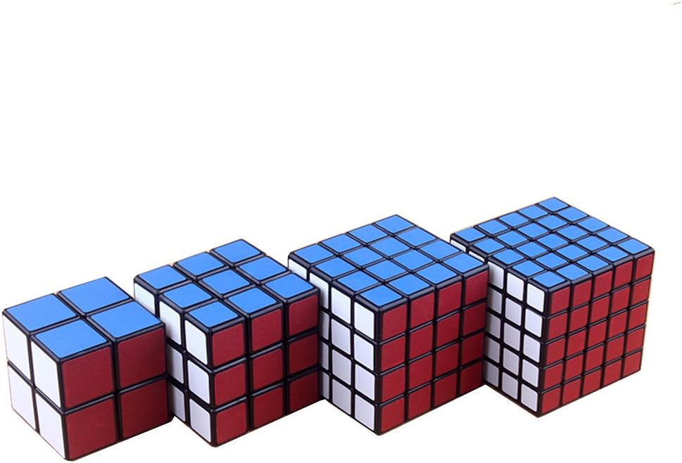 Wings of wind 4-Pack Frosted Sticker Magic Cube of 2x2,3x3,4x4,5x5 Matte Sticker Adjustable Magic Cube (Black)