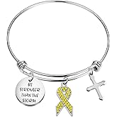 CENWA Yellow Awareness Ribbon Charm Bracelet Cancer Awareness Jewelry Gift for Endometriosis/Bladder Cancer/Suicide Prevention/Bone Cancer