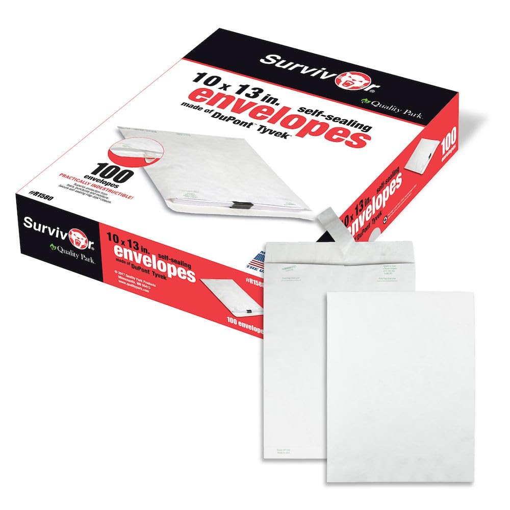Photo 1 of **ONLY ABOUT 90 ENVELOPES**Quality Park Survivor R1580 Tyvek Mailer, 10 x 13, White (Box of 100)