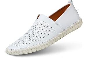 MITVR Men's Genuine Leather Loafer Shoes Slip On Soft Walking Driving Shoes