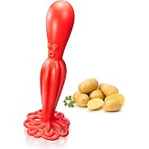HOOBBE Red Kraken Octopus Themed Plastic Potato Masher For Making Mashed Potatoes, Avocado, Bean, Plantain, Baby Food, Soft Cooked Food and Fruit, Smasher Kitchen Tool to Mash, Fun Holiday Gift