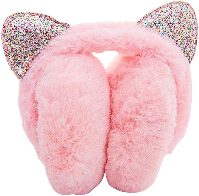 chlius Girls Earmuffs Foldable Cat Ear Earmuffs Adjustable Plush Ear