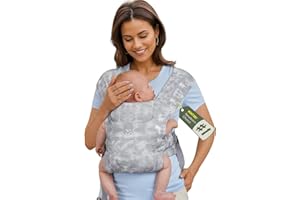 MOMTORY Newborn Carrier, Baby Carrier, Cozy Baby Wrap Carrier, with Hook&Loop for Easily Adjustable, Soft Fabric, Tie Dye Grey