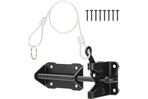 SANKINS Heavy Duty Automatic Gate Latch for Wooden Fence with Cable Pull, 7-1/2" Self-Locking Gravity Lever Door Security Lat