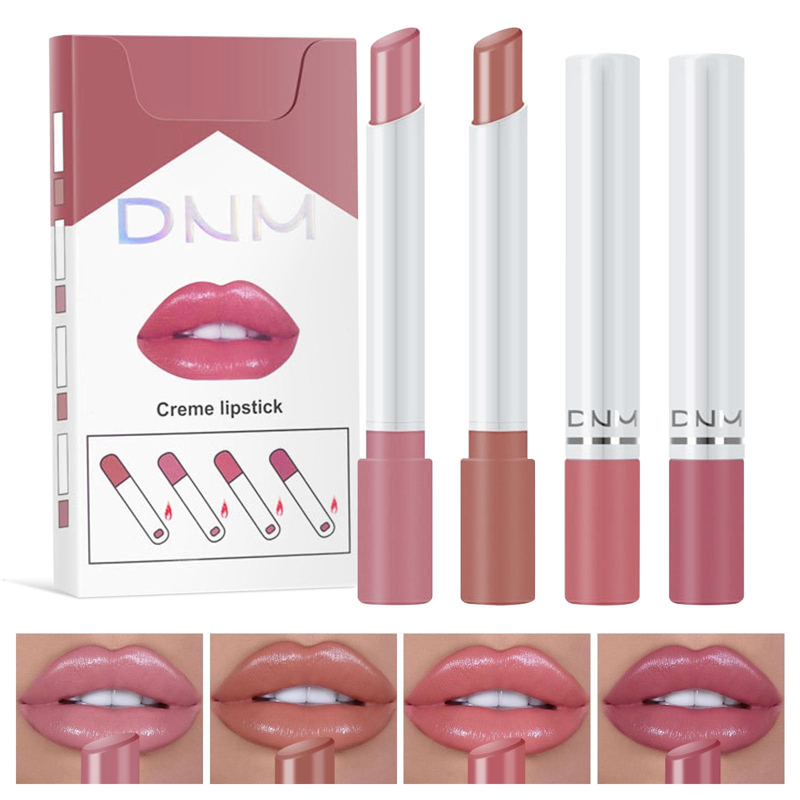 Xumann 4PCS Plumping Lipstick Set, Long Lasting Lipgloss Set for Women, Waterproof Nude Lipstick Sets（03）