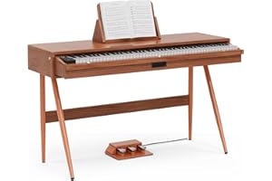 UMOMO 88 Key Weighted Digital Piano, Both Desk Piano & Vanity Desk Piano, 88 Key Progressive Hammer-action Keyboard Piano for Beginners with MIDI, Brown