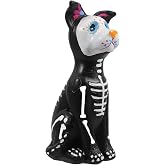 HEBYJO Day of The Dead Dog Figurine, Halloween Sugar Skulls Animal Statue Resin Skeleton Sculpture, Ofrenda Decorations for Altar Dog