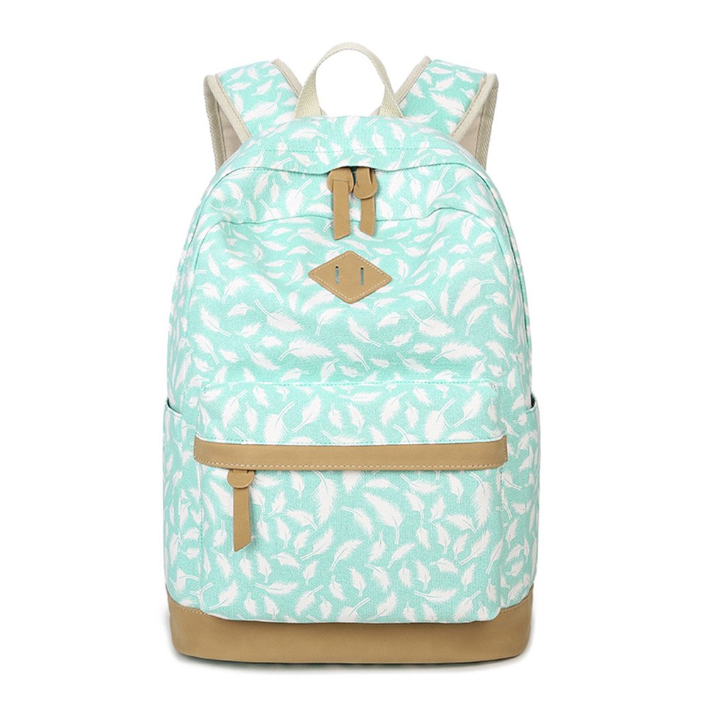 Moda Linda pluma impreso lona ocasional portátil bolsa escuela mochila ligera mochilas
