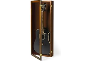 PENNZONI Acoustic Guitar Display Case - Acrylic Acoustic Guitar Case - Guitar Display Case Wall Mount Made from Hardwood Frame & Clear Acrylic - Walnut w/No Felt