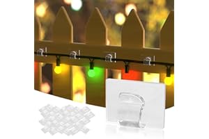 Lycklig Command Hooks, 35-Clips, Command Strips with Strong Self-Adhesive,UV-Resistant Adhesive Hooks and Damage-Free Christmas Light Clips, Command Strips Hooks for Indoor Outdoor String Lights