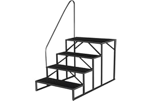 FRUYYZL RV Steps, Hot Tub Steps with Handrail, 4 Step Ladder, Anti-Slip RV Stairs Outdoor, Pool Ladder Above Ground for Safety in and Out of RV, Camper, Mobile Home, Pool