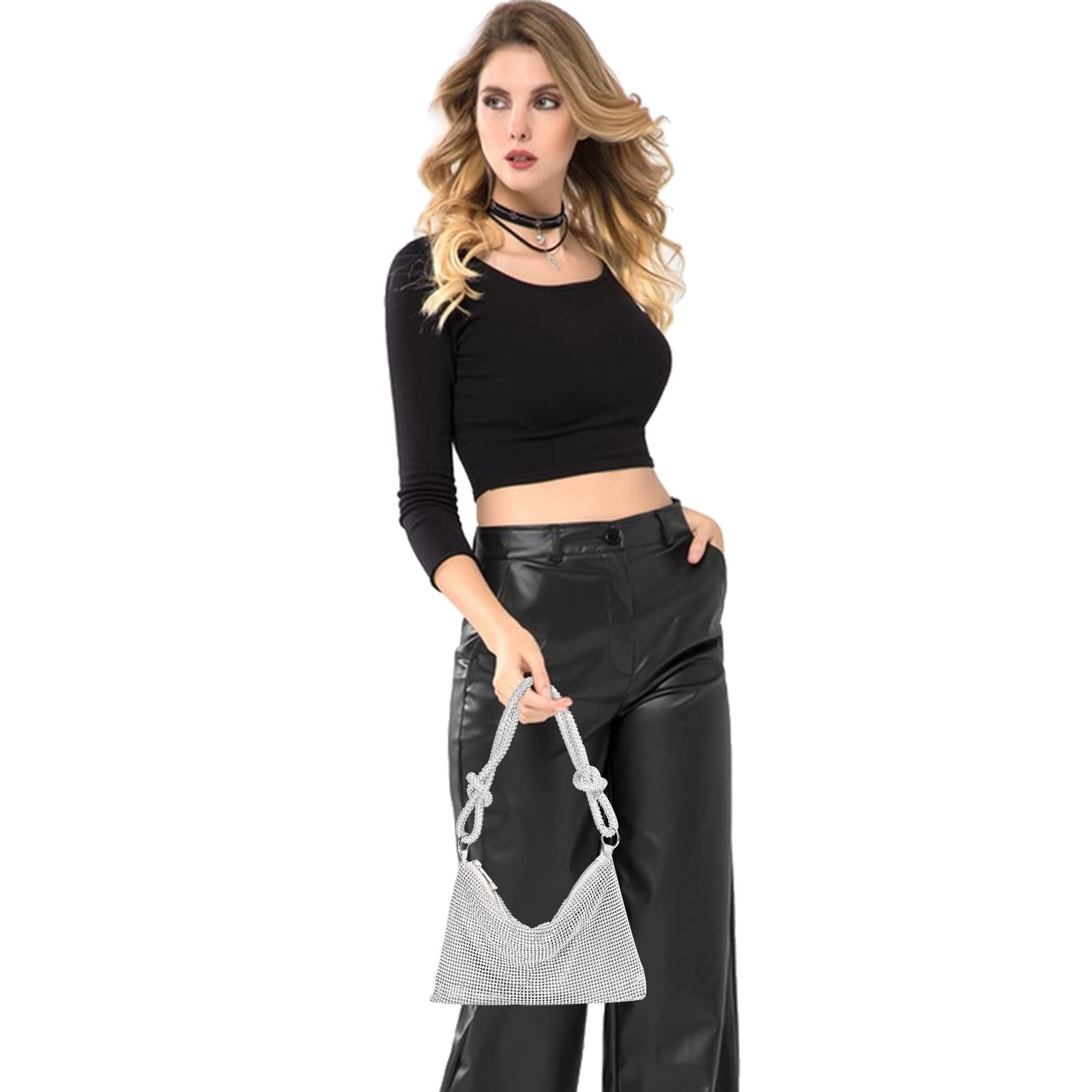 QLBO Women Gold Clutch, Rhinestone Gold Purse Wedding,Evening Clutch Purses For Women 10.2