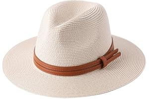 Panama Hat Hats for Women Men Foldable Wide Fedora Straw Beach Hat Uv Upf50+