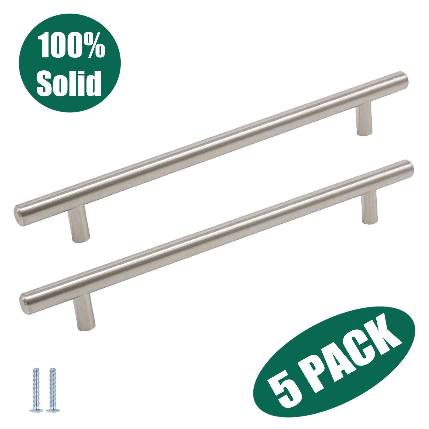 Best 8′ Solid Brushed Nickel T Bar Cabinet Pulls