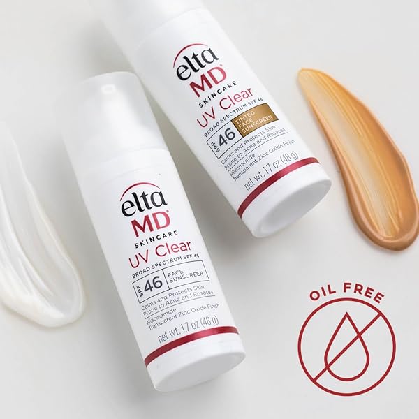 ELTAMD UV CLEAR FACE SUNSCREEN SPF 46, OIL FREE FOR FACE WITH ZINC OXIDE, DERMATOLOGIST RECOMMENDED SUNSCREEN LOTION, FOR ACNE-PRONE SENSITIVE SKIN, 1.7 OZ PUMP