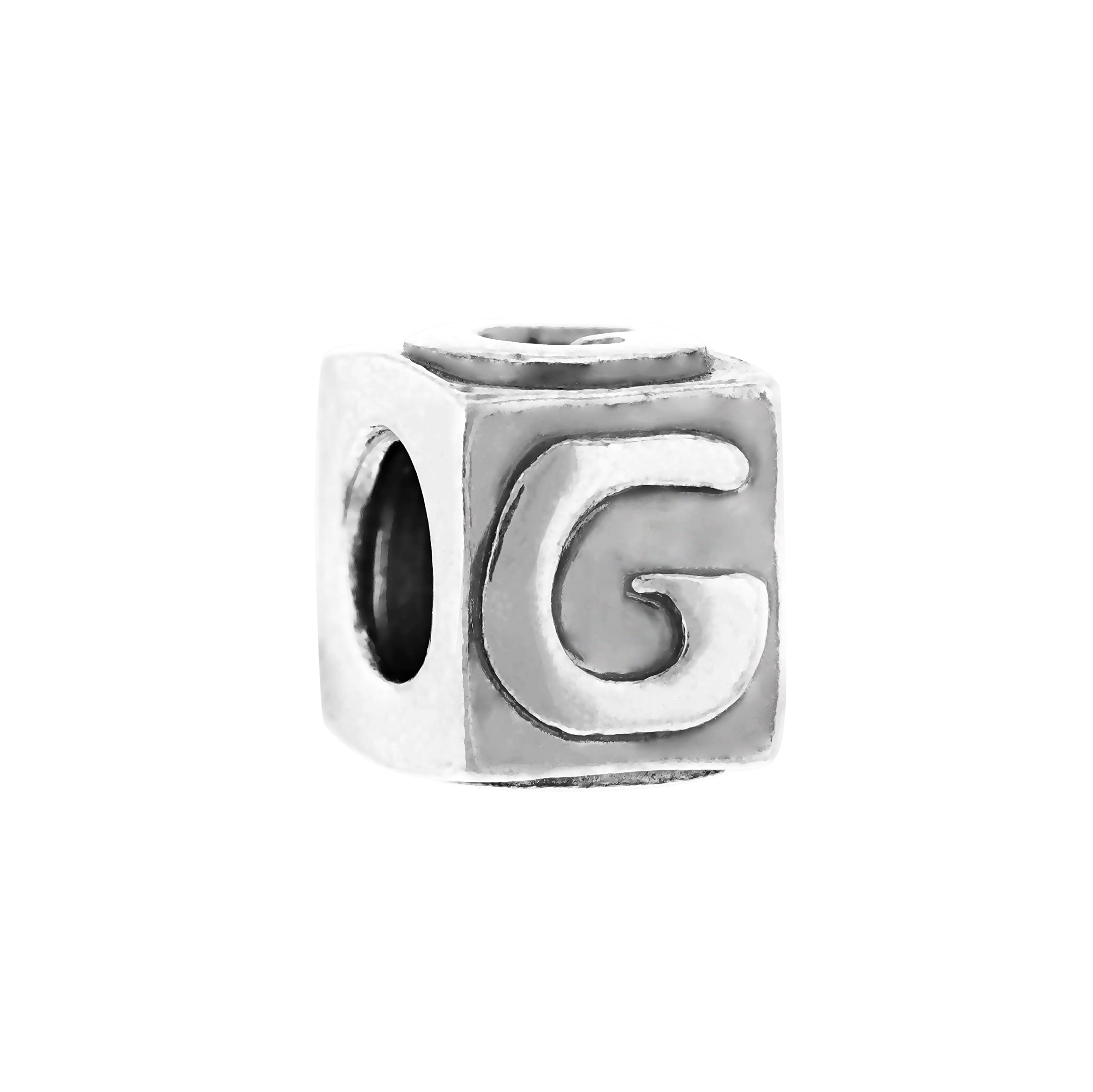 Tuscany Silver Charms Women's Sterling Silver 'G' Cube Bead