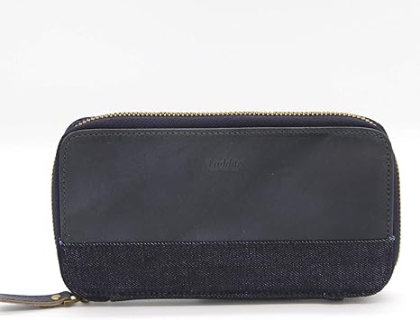 Amazon Luddite ラダイト 革コンビ ラウンドジップペンケース ネイビー デニム ペンケース 文房具 オフィス用品