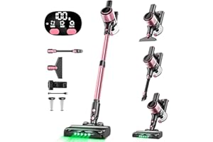 OIRFND Cordless Vacuum Cleaner, 30Kpa 8-in-1 Stick Vacuum with Anti-Tangle Brush and Upgraded Green Light | 3 Cleaning Modes | 40-Minute Runtime | Lightweight Vacuum Cleaner for Home Hardwood Floors (Pink)