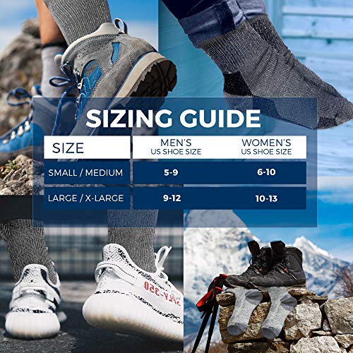 image for Pembrook Wool Trail Socks - S/M (4-Pack Gray) - Soft, Warm, Thermal Me