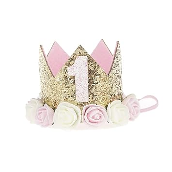 1st Baby Princess Tiara Crown Baby Girls Kids First Birthday Hat