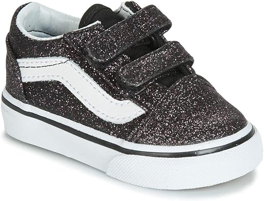 girls black glitter vans