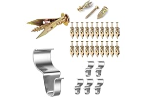 BULL TALE Self-Drilling Anchors Screws lated Steel Self-Drilling Anchors Self-Drilling Drywall Anchors with Screws, Wall Anchors Easy Application for Fixing TV, Cabinet,Curtains (20, 1.37in+5Pcs Hangers)