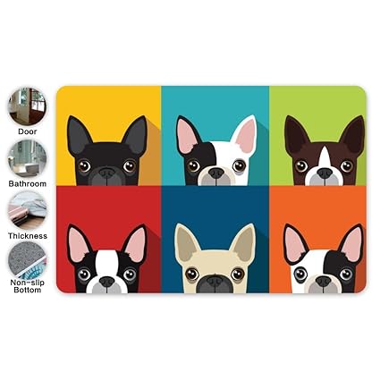 Amazon Com Boston Terrier Dog Blue Entrance Door Mat