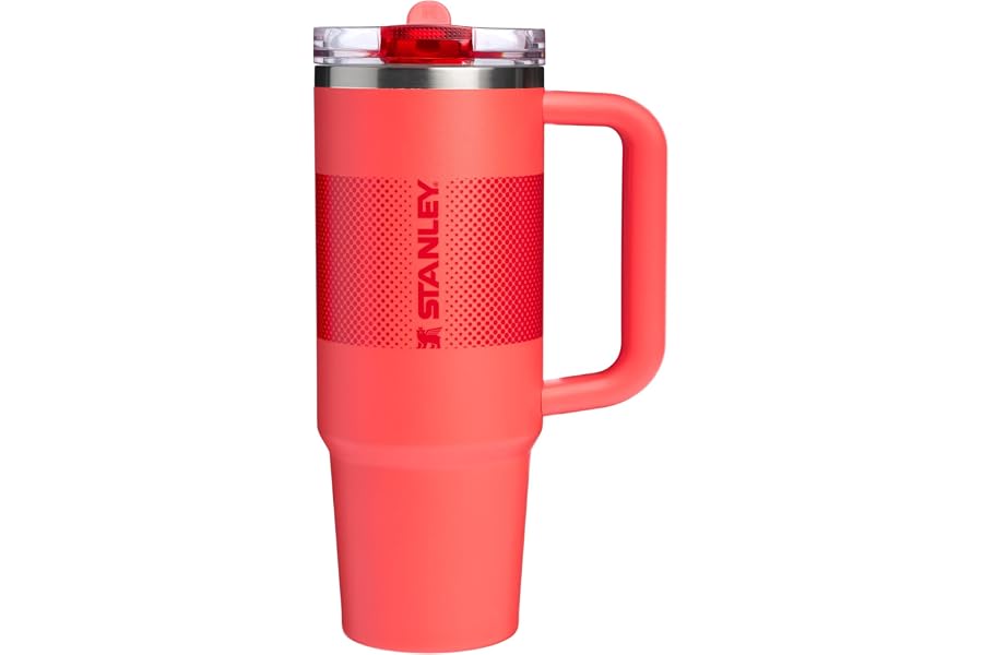 STANLEY Quencher ProTour Flipstraw Tumbler, 30 oz, Hot Coral Fade | Built-In Straw & Handle | Cupholder Compatible for Travel | Leakproof Insulated Stainless Steel Cup | BPA-Free