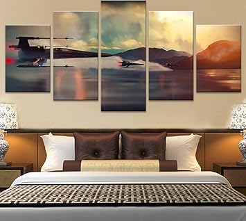 Amazon De 5 Stuck Framed Starwars Battle Canvas Prints 5 Stuck Canvas Starwars Artwork Canvas