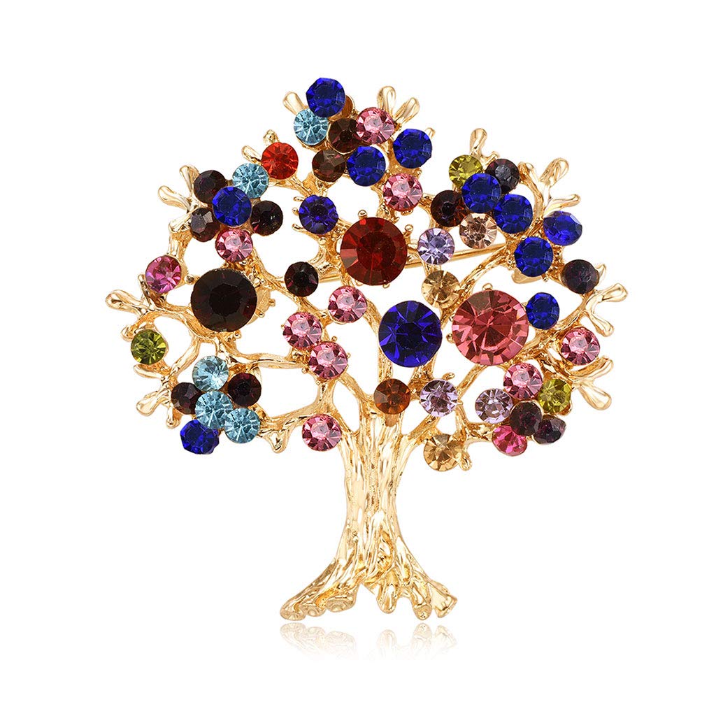 Mimgo Tree Brooch Rhinestone Decorative Charms Jewelry Badge Banquet Suit Scarf Pins