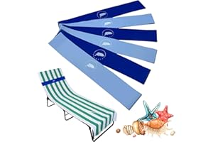 GROWELL Towel Bands (6 Pack) - Stretch Rubber Beach Towel Clips for Beach Cruise Pool Chairs, Lounge Towel Holder Elastic, Cruise Ship Essentials (Blue/Vista)