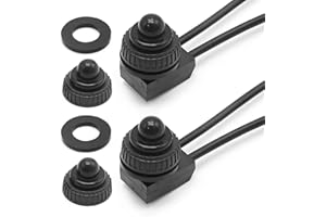 Anxingo 2 PCS 12V ON OFF SPST Switch, Waterproof RV Button Switch, Waterproof RV Push Button Switch, Suitable for Motorcycle 