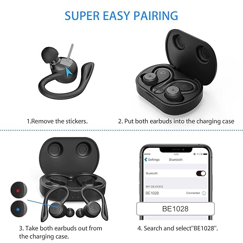 APEKX Wireless Earbuds Bluetooth IPX7 Waterproof, Stereo