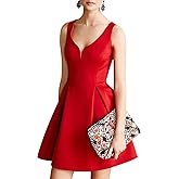 oxiuly Women's Sleeveless V Neck Casual Mini Dress Graduation Dinner Gowns Party Cocktail Dresses with Pockets OX366