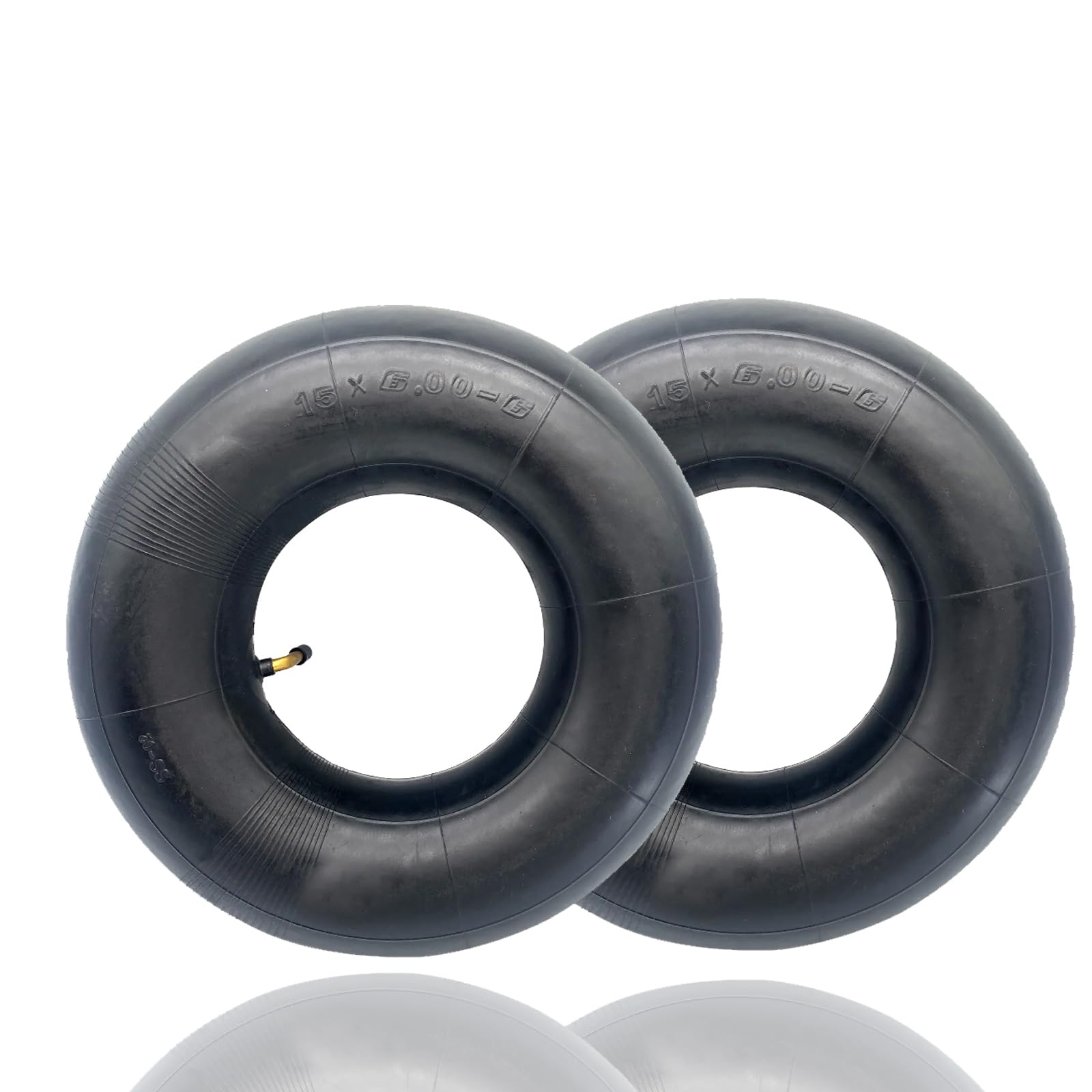 Pack of 2 15 x 6.00-6 Hose with Curved Valve, 15 x 600-6 ATV Inflatable Hose for Lawnmowers, Wheelbarrows, Garden Trailers, Go Karts, Beach Cart, Grass Presses