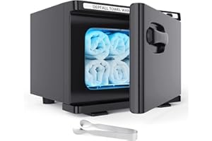 DEPFALL Small Hot Towel Warmer, 8L Hot Towel Cabinet 2-in-1 Personal Towel Warmers Spa for Facials, Bathroom, Barber, Salon, Esthetician, Beauty, Upgrade Fast Heating Aluminum Interior, Black