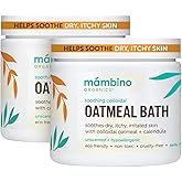 Mambino Organics Soothing Colloidal Oatmeal Bath Soak Powder, for Newborn, Kids, Moms with Dry, Sensitive Skin, Unscented Body Wash with Calendula for Baby Bath, Vegan, Non-GMO, 2-Pack