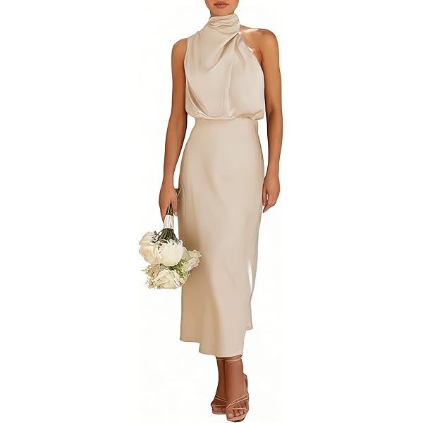 princess polly baby blue dress Vestido Maxi de Satín Saisha - Crema