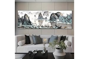 1pc Traditional Chinese Mountain and River Canvas Painting Frameless Poster Print Landscape Wall Art for Living Room Office. 
