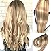 Clip in Human Hair Extensions Brown to Blonde Highlighted 100% Brazilian Hair Extensions Clip in Balayage 22 inch 70g 7Pcd For Full Head