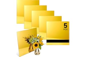 Bocolon 5PCS Laser Engraving Double Color ABS Plastic Sheet,Two-Tone Laserable Engraving Plastic Sheets for Name Badge,Office Label,Laser Artistic Product,Size 11.73" x 11.73",Mirror Golden/Black
