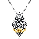 Hagkew Guardian Angel/St Michael Necklace 925 Sterling Silver Christian Religious Patron Saint Medal Necklace Jewelry Gifts for Women