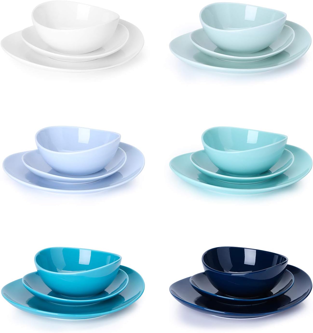  | Sweese 198.003 Porcelain Dinnerware Set, 18-Piece, Service for 6, Cool Assorted Colors: Dinnerware Sets