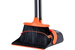SANGFOR Broom and Dustpan Set, Broom and Dustpan Set for Home, Upgraded 52’’ Long Handle Broom and Dustpan Set Heavy Duty, Standing Broom with Dustpan Combo Set, Dust pan and Broom Combo for Home Office